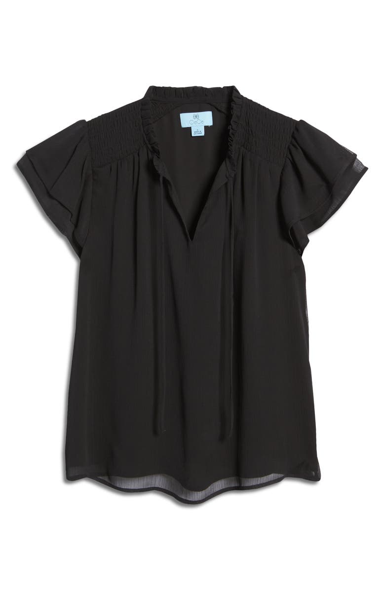 CeCe Flutter Sleeve Top, Alternate, color, Rich Black