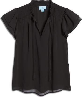 (取寄) シーシー レディース V-ネック シャード フラッター スリーブ ブラウザ CeCe women V-Neck Shirred Flutter Sleeve Blouse New Ivory 00000000_zi_59ccfa3e-b259-44ea