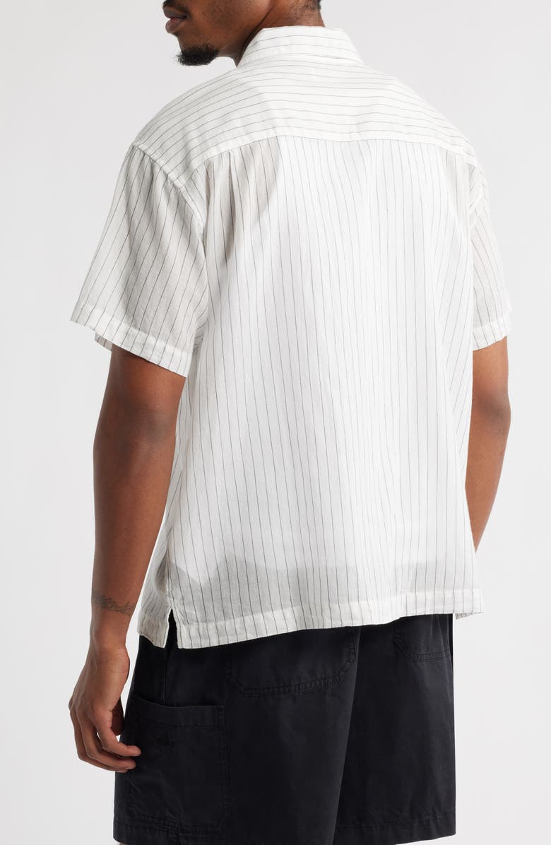 Obey Donnie Stripe Short Sleeve Cotton Button-Up Shirt, Alternate, color,
