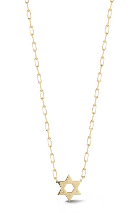 14K Gold Plated Sterling Silver Star of David Pendant Necklace