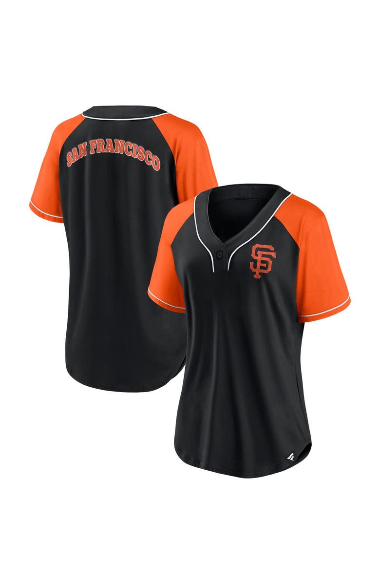 FANATICS Women's Fanatics Branded Black San Francisco Giants Ultimate Style Raglan V-Neck T-Shirt, Main, color, 
