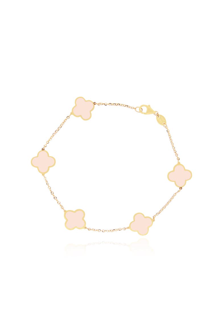Small Pink Pearl Clover Bracelet, Main, color, Pink Pearl