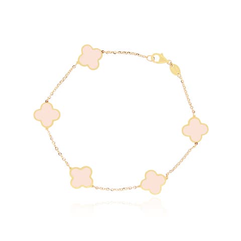 Small Pink Pearl Clover Bracelet