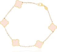 The Lovery Fine Jewelry Small Pink Pearl Clover Bracelet