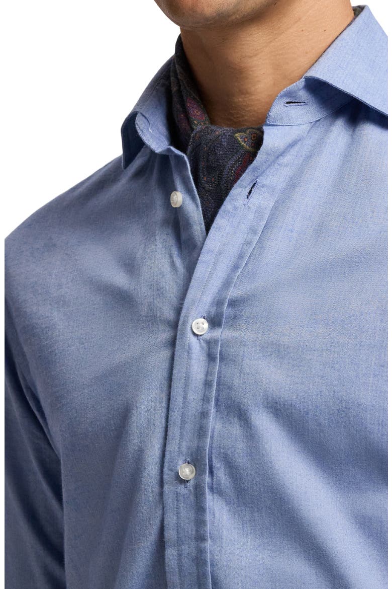 Aston Cotton Herringbone Button-Up Shirt, Alternate, color, BLUE