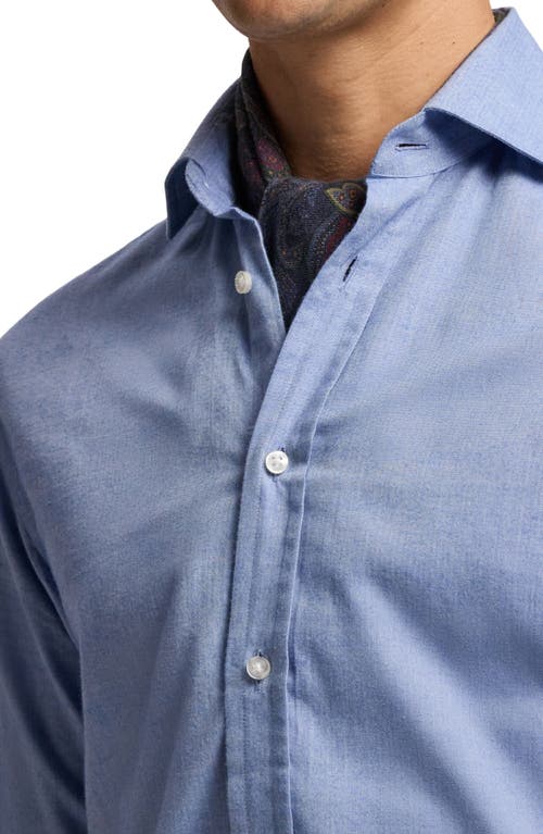 Ralph Lauren Purple Label Aston Cotton Herringbone Button-up Shirt In Blue