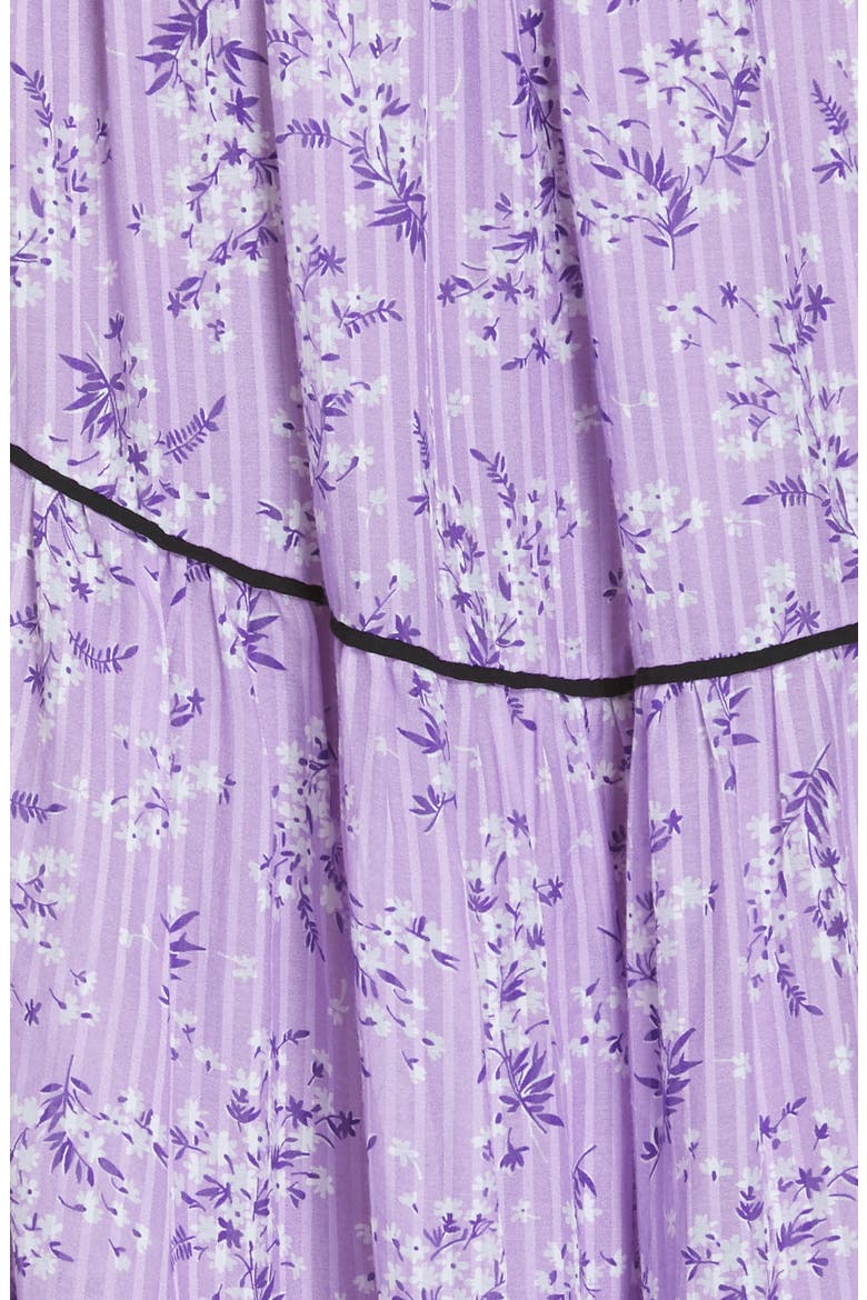 Joan Floral Print Cotton & Silk Midi Dress, Alternate, color, LILAC