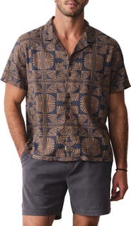 Marine Layer Pablo Geo Print Linen Blend Resort Shirt