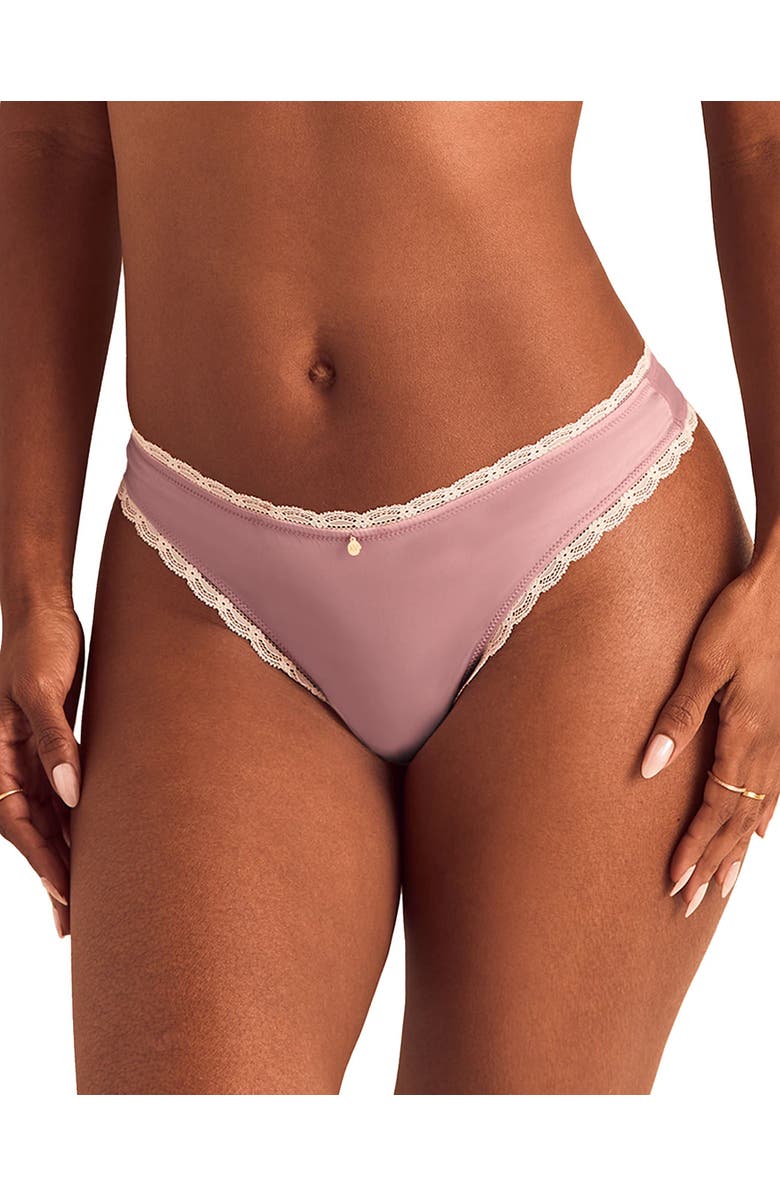 Adore Me Elsie Thong Panties, Main, color, Medium Beige