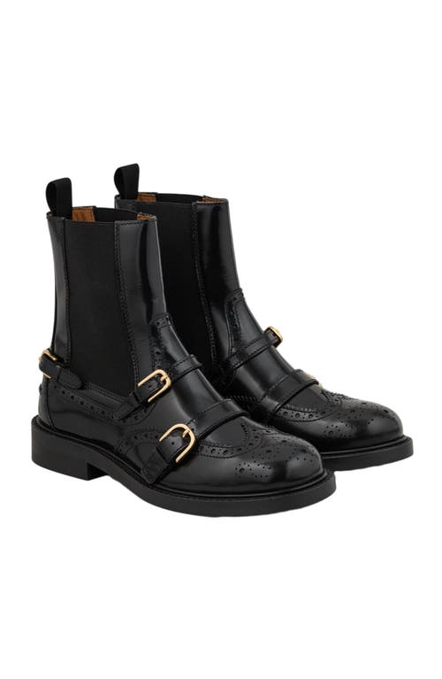 Sandro Leather Buckled Chelsea Boots In Black