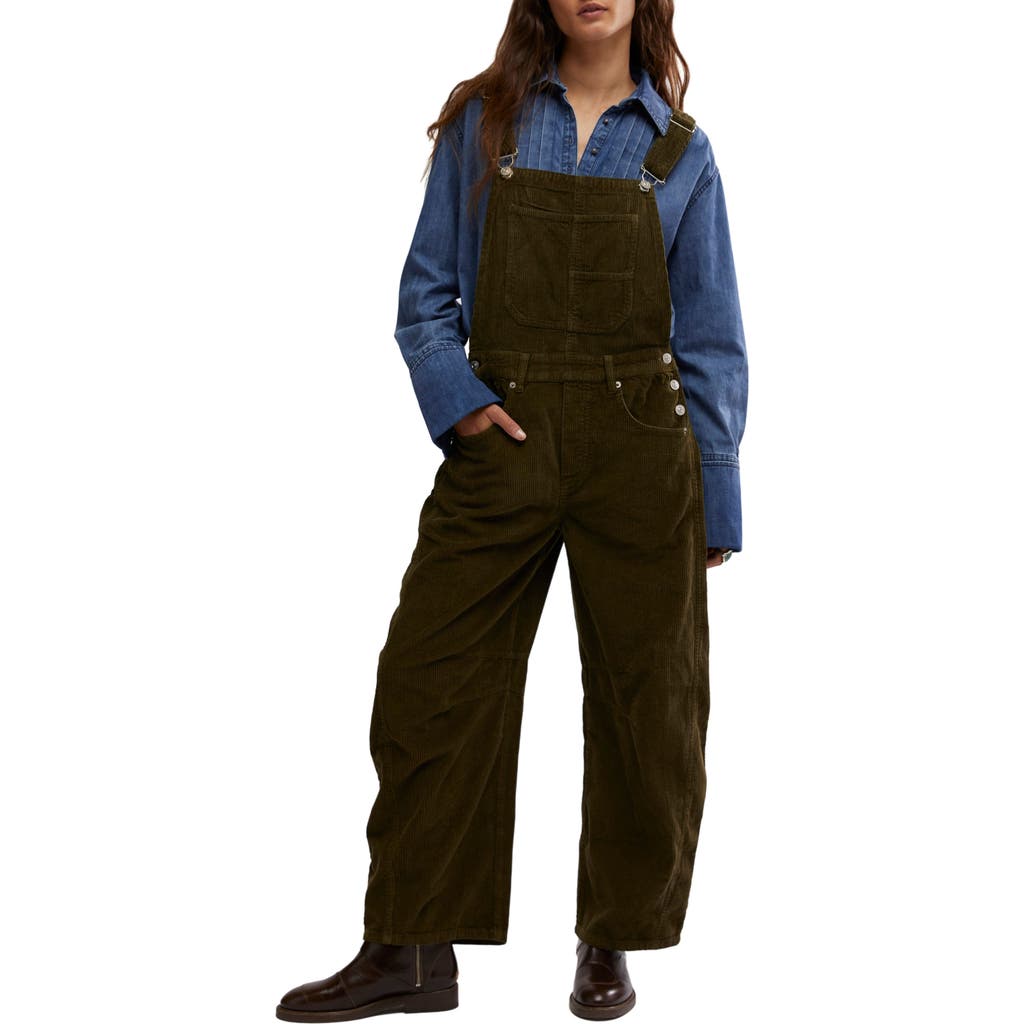 FREE PEOPLE FREE PEOPLE GOOD LUCK BARREL LEG CORDUROY OVERALLS