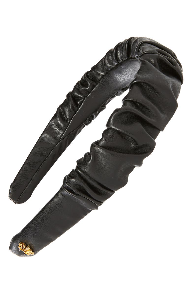 Lele Sadoughi Kelly Ruched Faux Leather Headband, Main, color, 