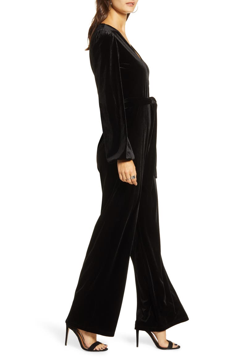 Dylan Velvet Jumpsuit, Alternate, color, BLACK