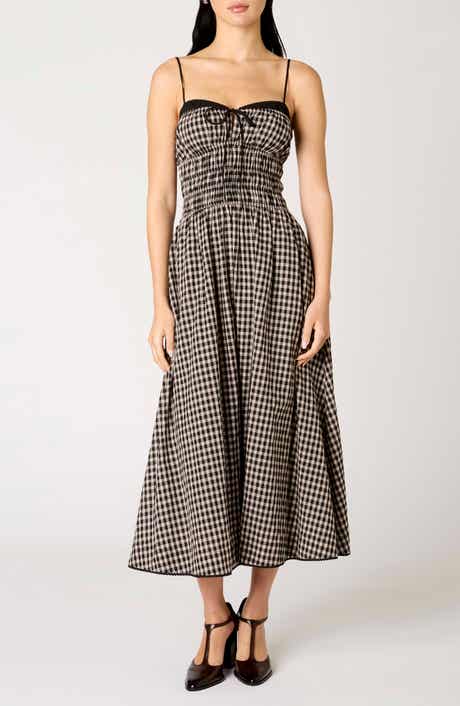 Nia Thomas Gingham Check Cotton Midi Dress