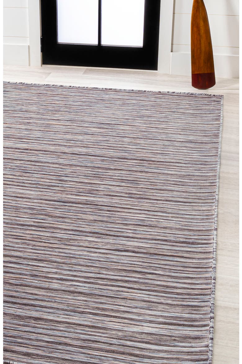 Finn Modern Farmhouse Pinstripe Indoor/Outdoor Area Rug, Alternate, color, Dark Gray/Blue