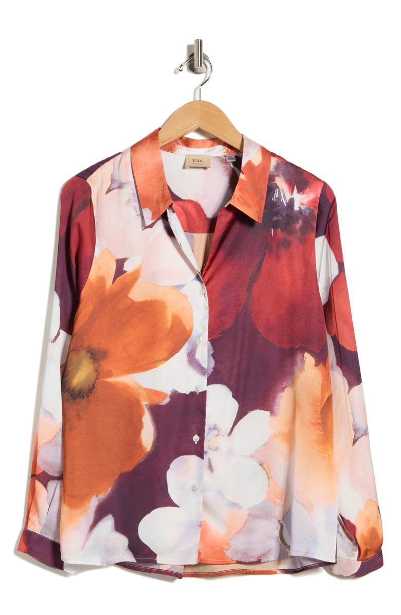 T Tahari Floral Button-Up Shirt, Alternate, color, Large Scale Floral