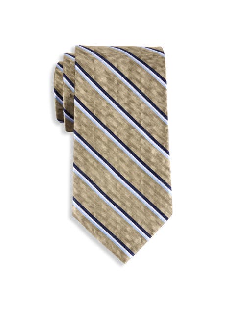 Big & Tall Herringbone Striped Silk Tie