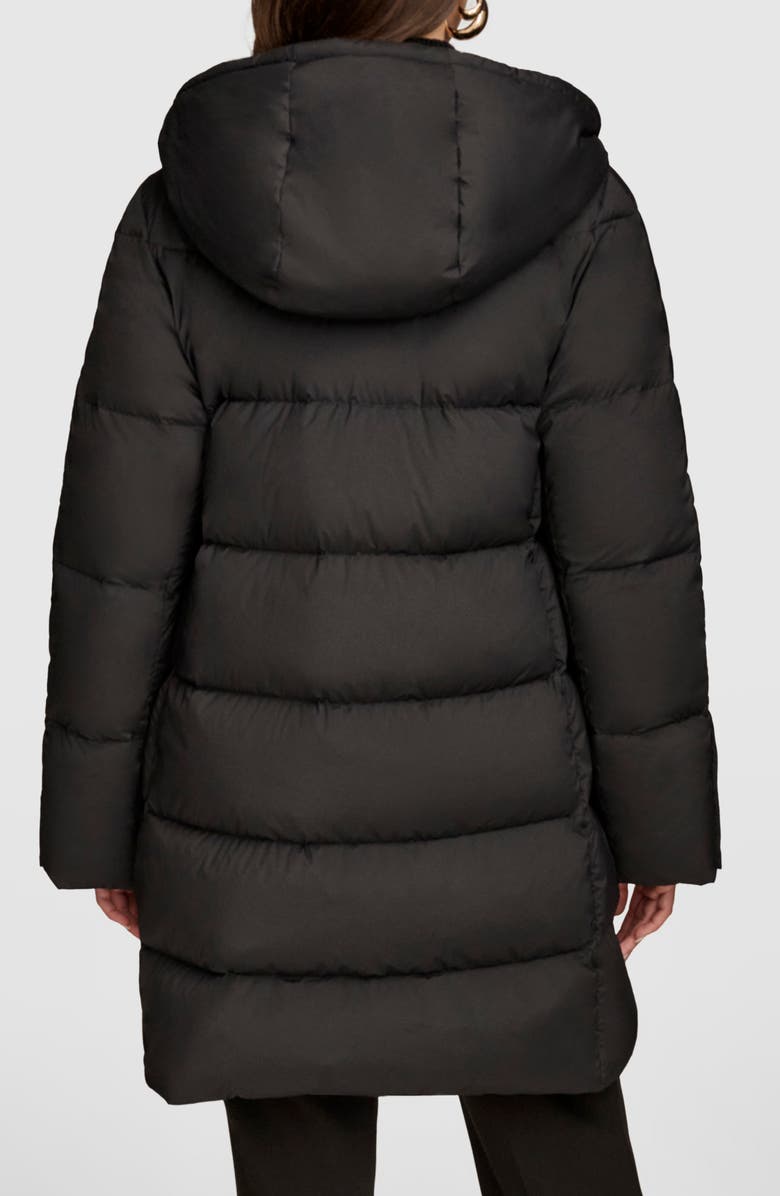 Donna Karan New York Water Resistant Hooded Down Puffer Coat, Alternate, color, Black
