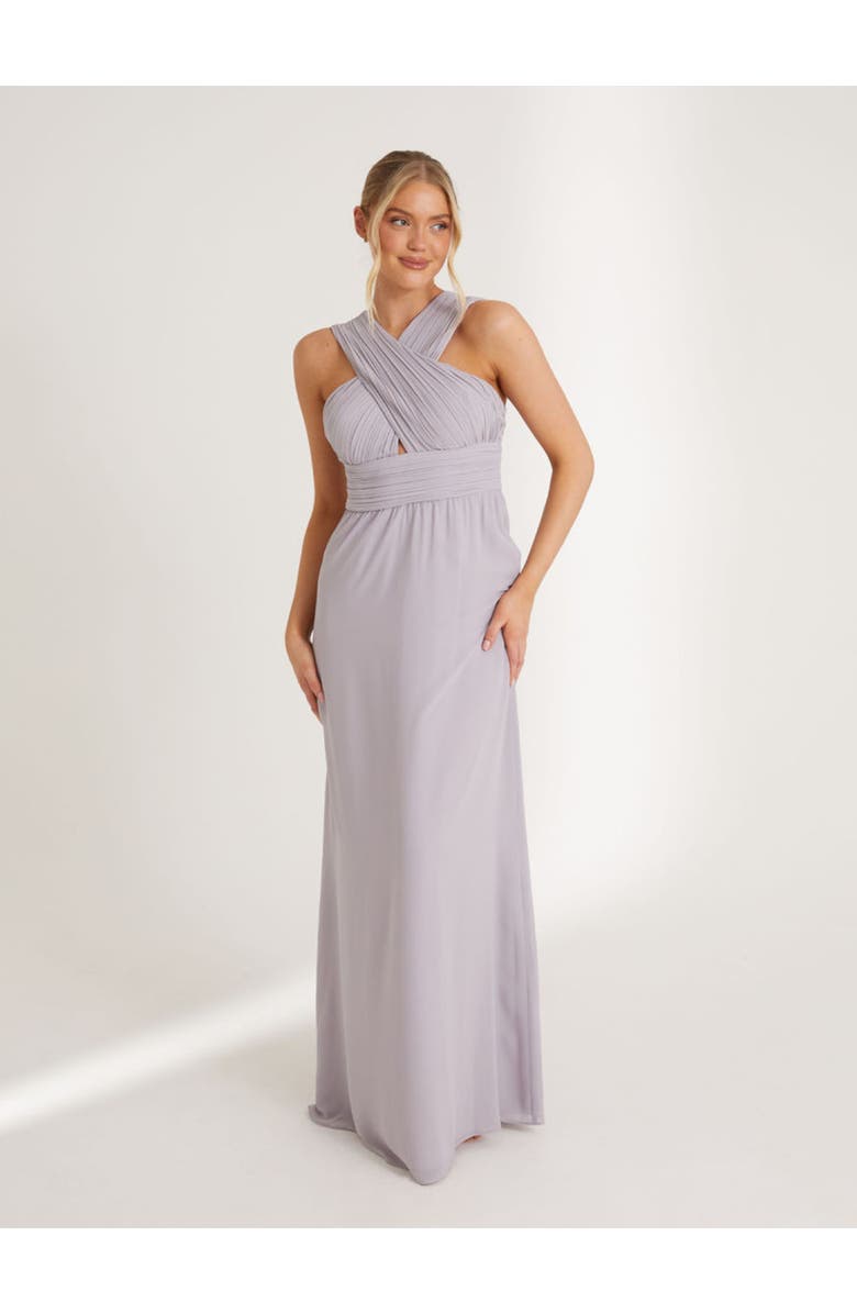 Six Stories Cross Neck Chiffon Bridesmaid Dress, Main, color, Lilac