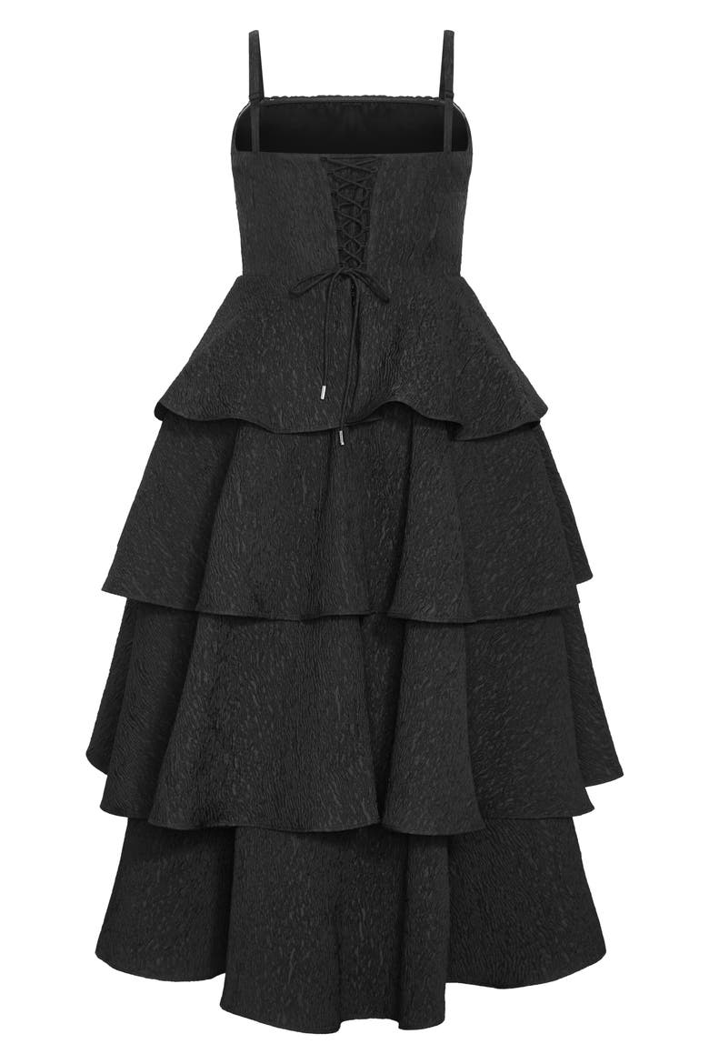 Elizabether Ruffle Sleeveless Maxi Dress, Alternate, color, BLACK