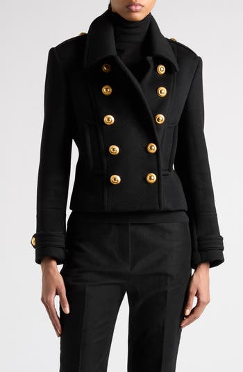 TOM FORD Virgin Wool Crop Peacoat | Nordstrom