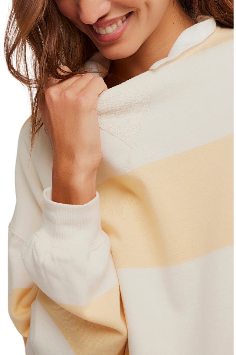 Oversize Stripe Sweatshirt, Alternate, color, APRICOT COMBO
