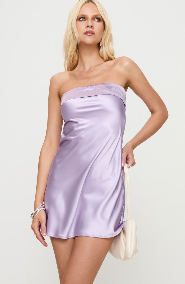 Princess Polly Phillipa Strapless Satin Minidress, Alternate, color, Purple