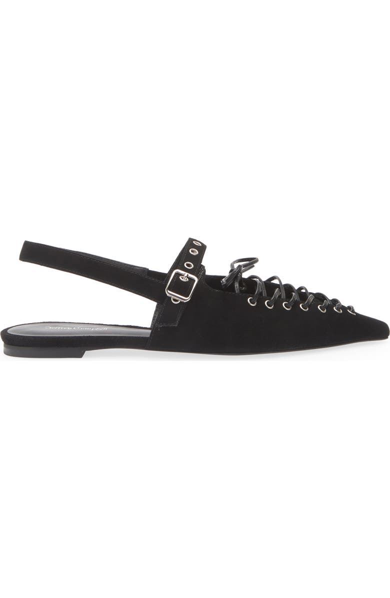 Jeffrey Campbell Geralt Pointed Toe Slingback Flat, Alternate, color, Black Suede
