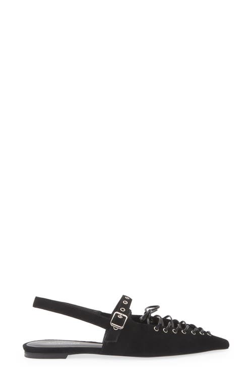 Jeffrey Campbell Geralt Pointed Toe Slingback Flat In Black Suede