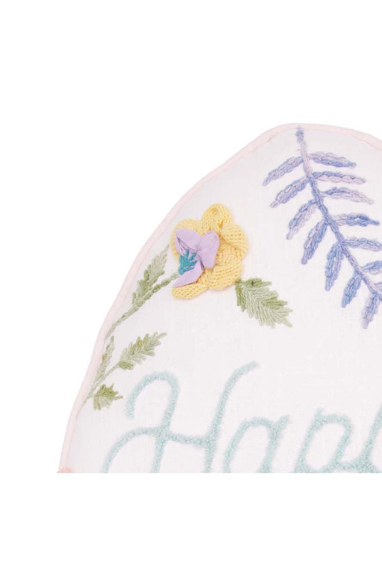 Floral Botanical Easter Egg Embroidered Shaped Throw Pillow, 18" x 18", Alternate, color, Orange