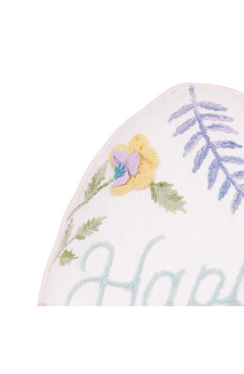 C&F Home Floral Botanical Easter Egg Embroidered Shaped Throw Pillow, 18" x 18", Alternate, color, Orange