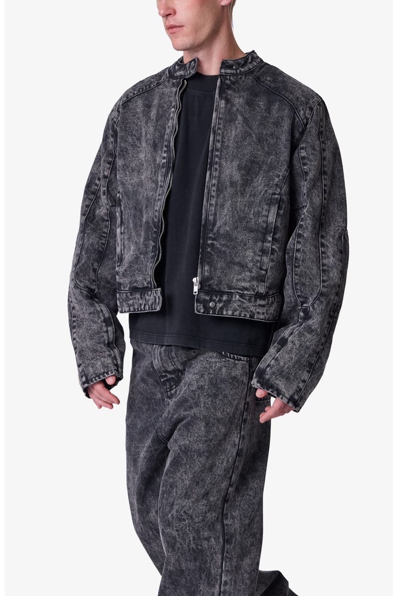 Moto Denim Jacket, Alternate, color, VINTAGE BLACK