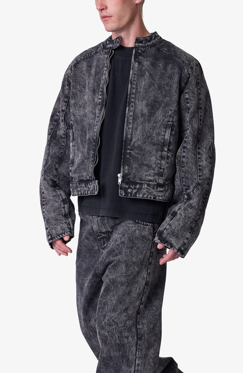 mnml Moto Denim Jacket, Alternate, color, Vintage Black
