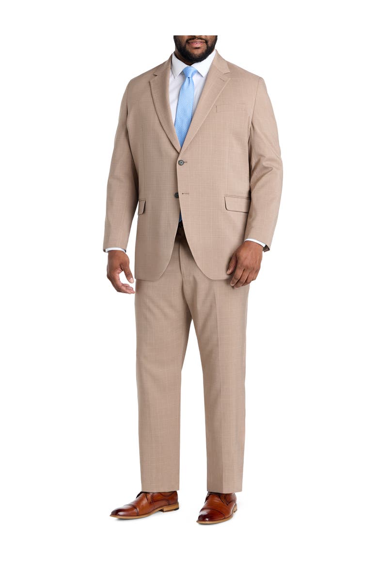 Big & Tall Smart Wash® Tonal Plaid Suit Jacket, Alternate, color, TAN
