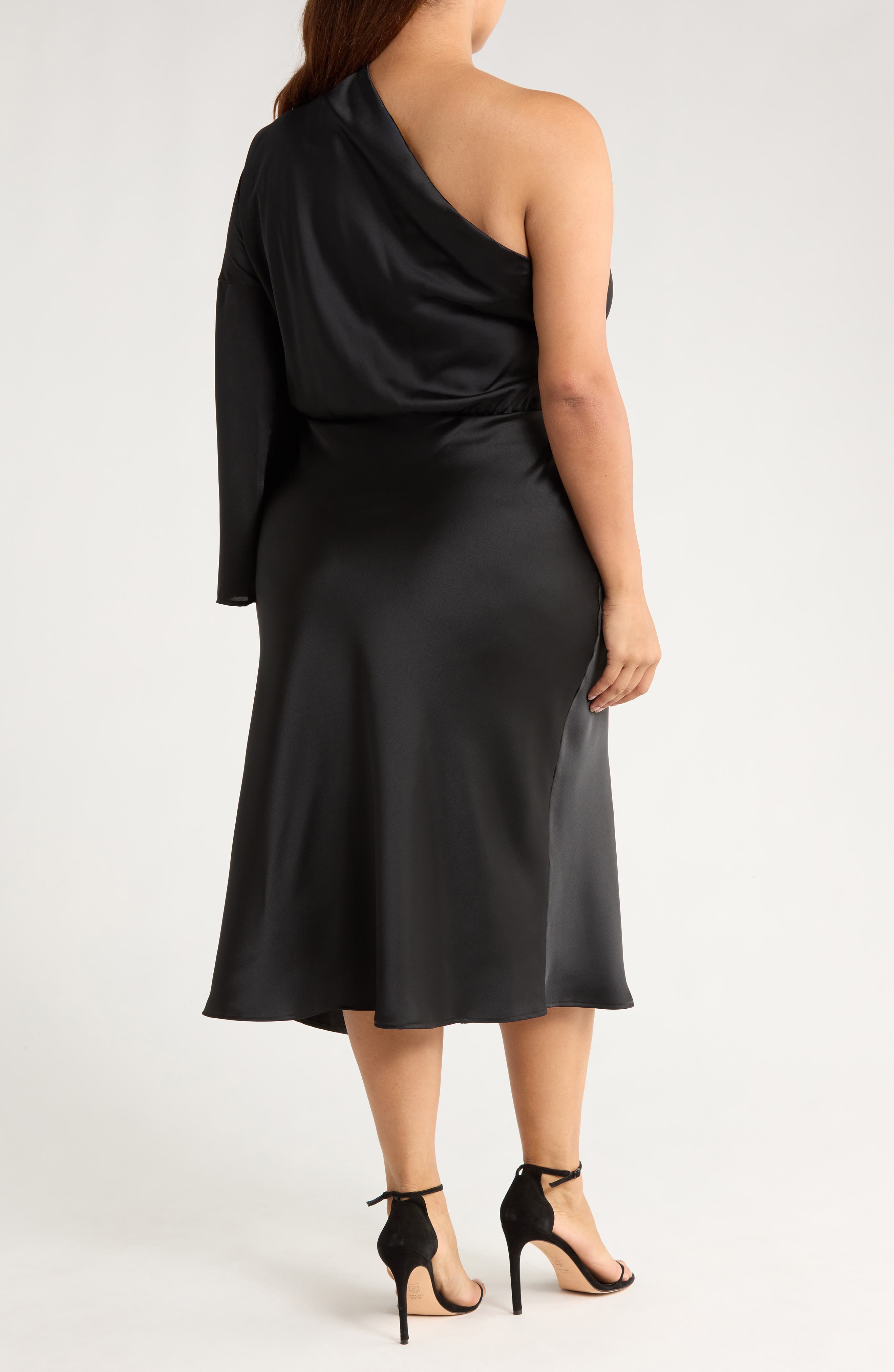 One-Shoulder Satin Midi Dress - image 2