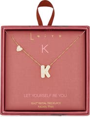 Leith Cubic Zirconia Heart & Bubble Initial Pendant Necklace