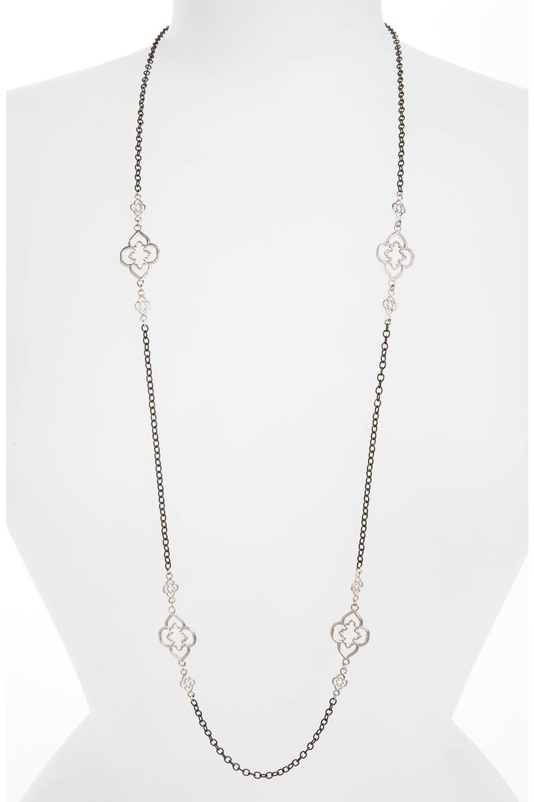 New World Heraldry Openwork Station Necklace, Main, color, BLACK