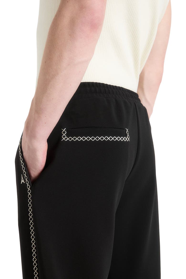 Gael Contrast Whipstitch Relaxed Track Pants, Alternate, color, Black