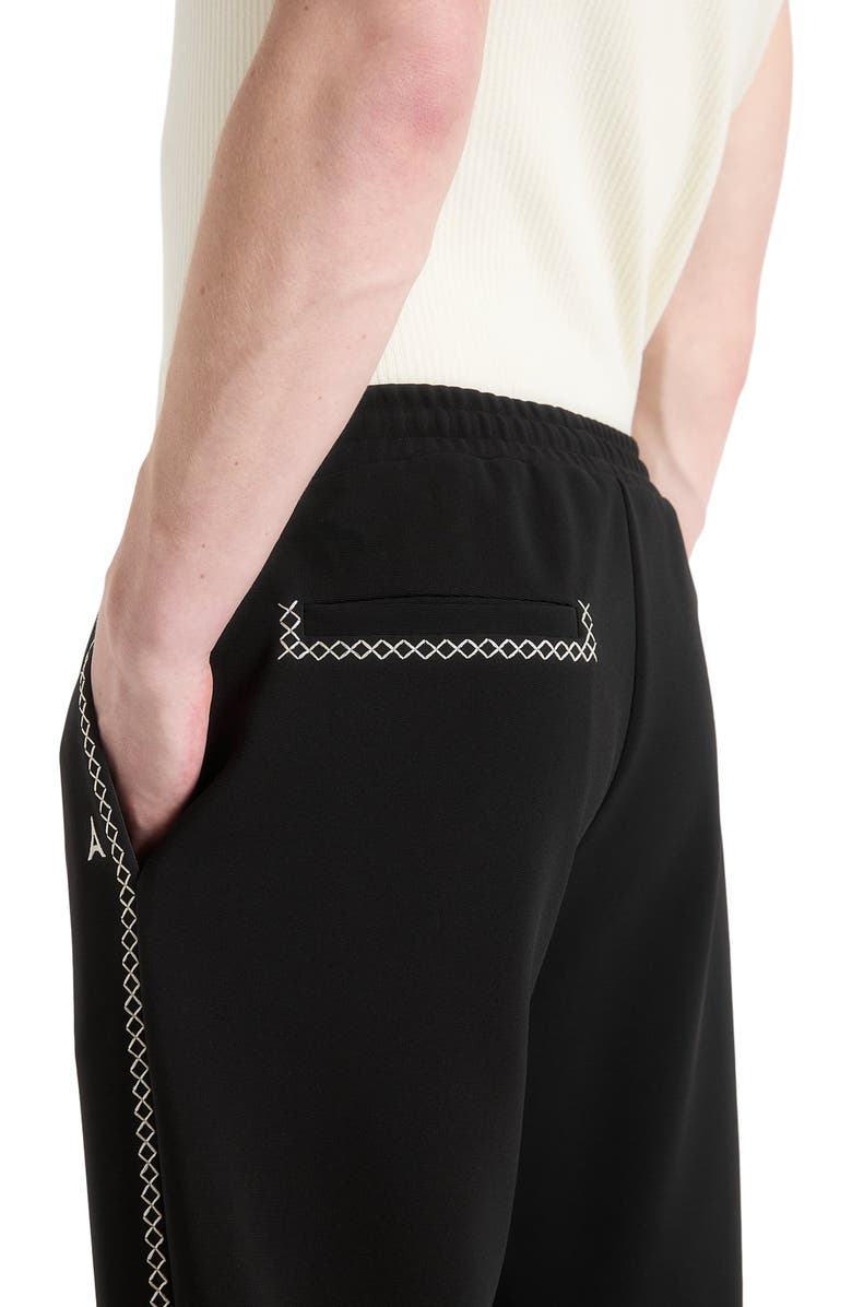 Manière De Voir Gael Contrast Whipstitch Relaxed Track Pants, Alternate, color, Black