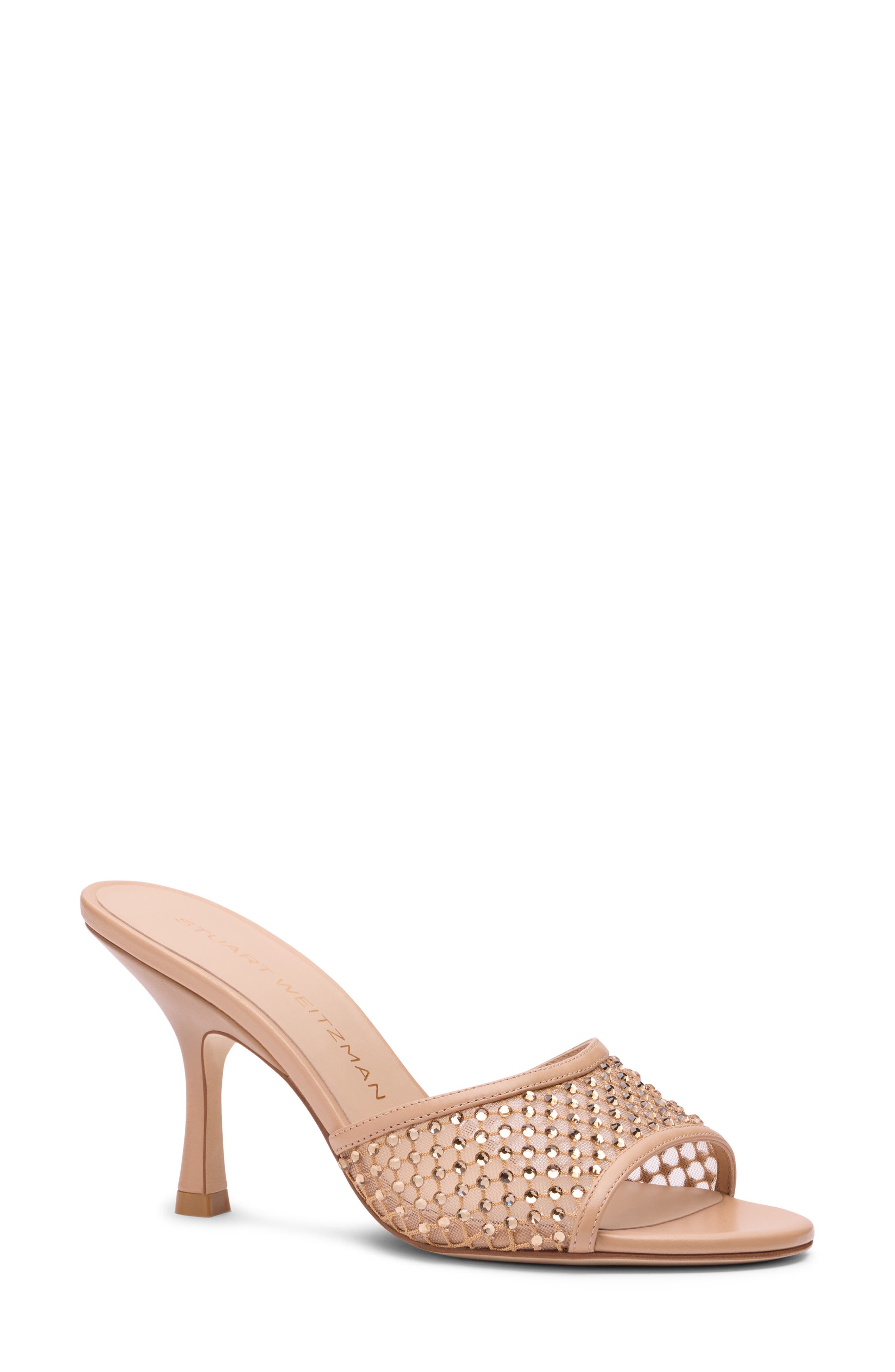 Stuart Weitzman Bareitall Shine Mesh Sandal, Main, color, Adobe