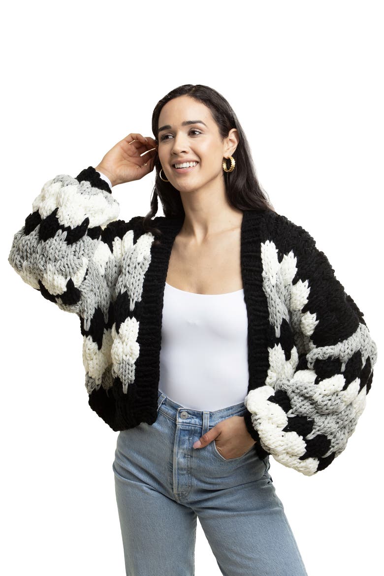 Camilla Open Front Crop Cardigan, Alternate, color, BLACK