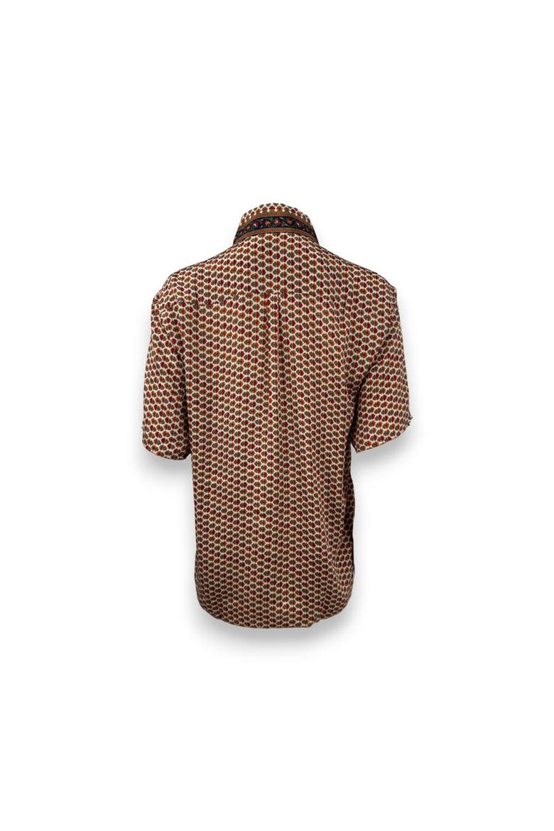 Embossed Botanical Short Sleeve Crepe Shirt, Alternate, color, Copper