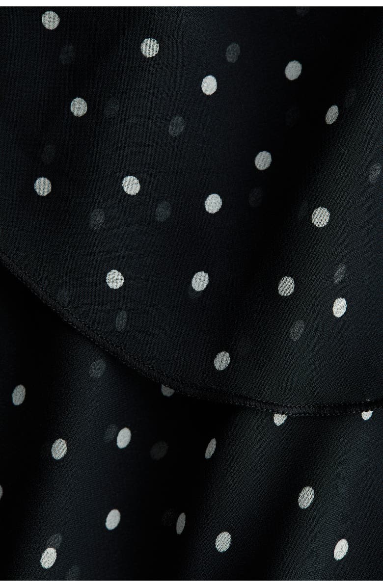 H&M Asymmetric Chiffon Dress, Alternate, color, Black/Dotted