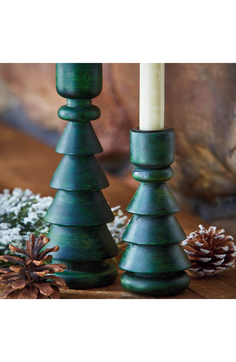 tag Large Green Wood Tree Taper Candle Holder for Christmas, Alternate, color, Green