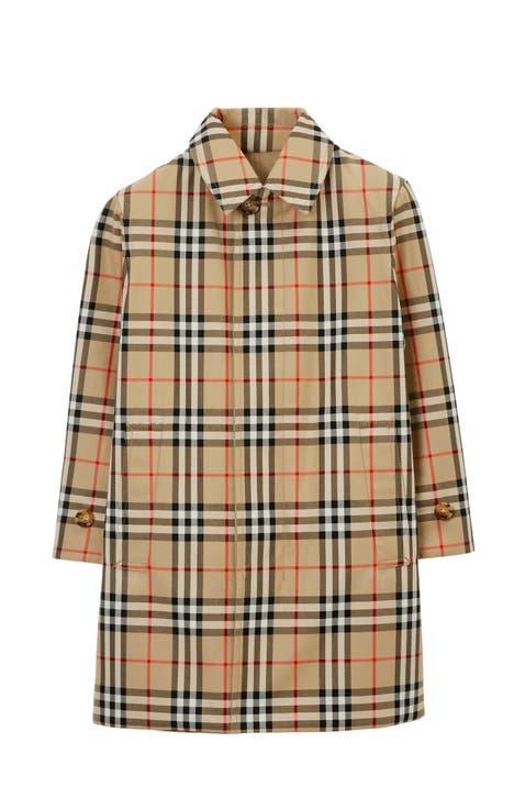 Reversible Check Gabardine Car Coat