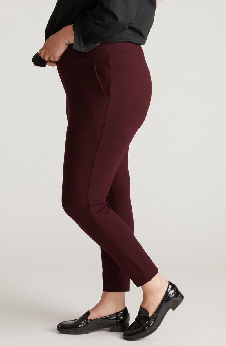 Universal Standard Pull-On Ponte Pants, Alternate, color, Black Cherry Red