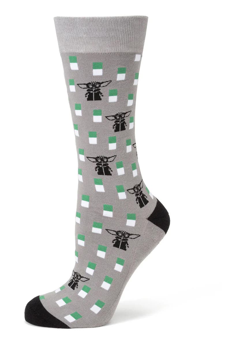 The Mandalorian Child Crew Socks & Lapel Pin Gift Set, Alternate, color, GREY MULTI