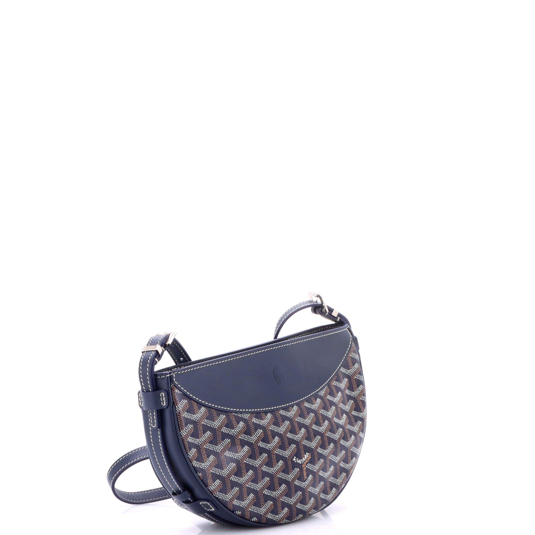 Hirondelle Shoulder Bag Coated Canvas and Leather, Alternate, color, Blue
