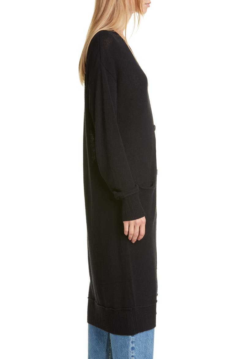 Long Cashmere Cardigan, Alternate, color, BLACK