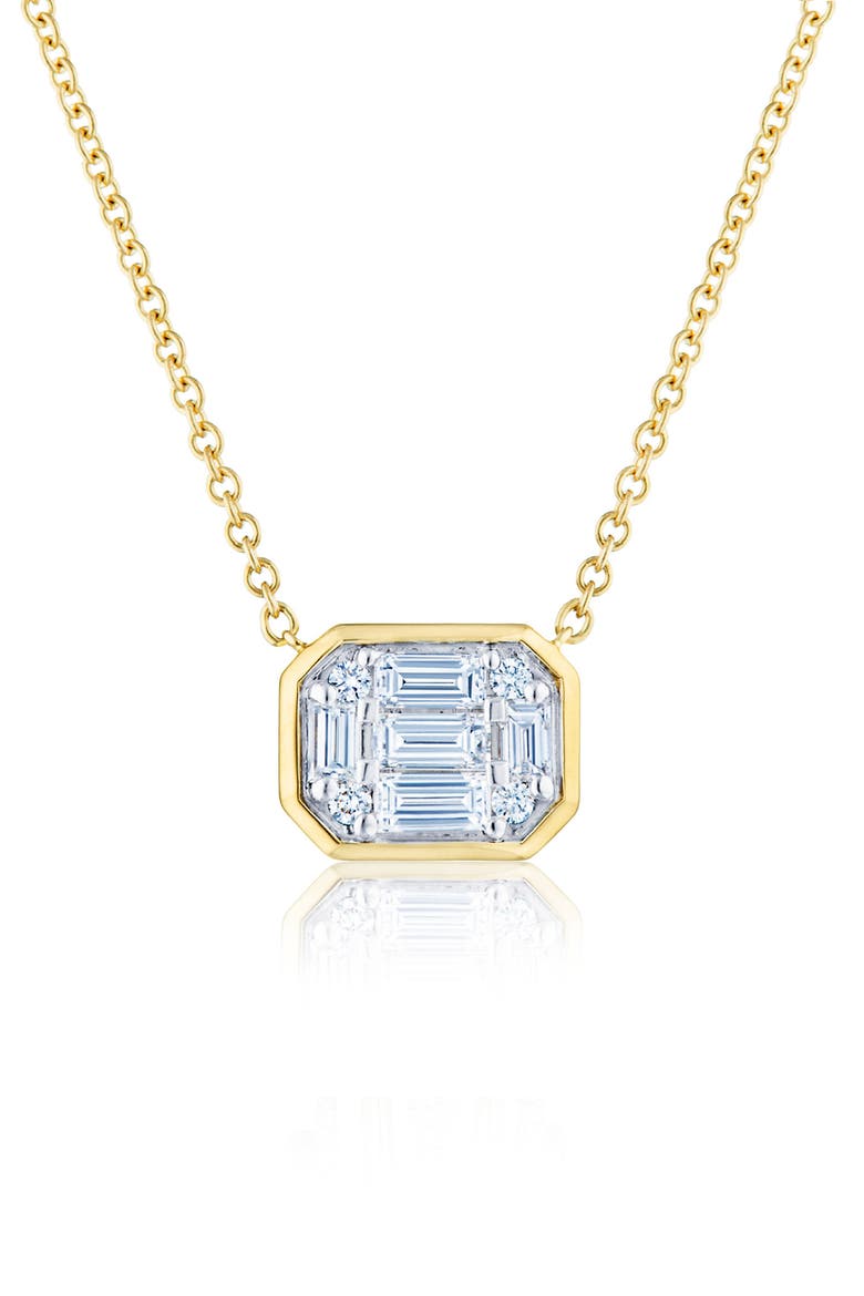 Bezel Diamond Pendant Necklace, Main, color, YELLOW